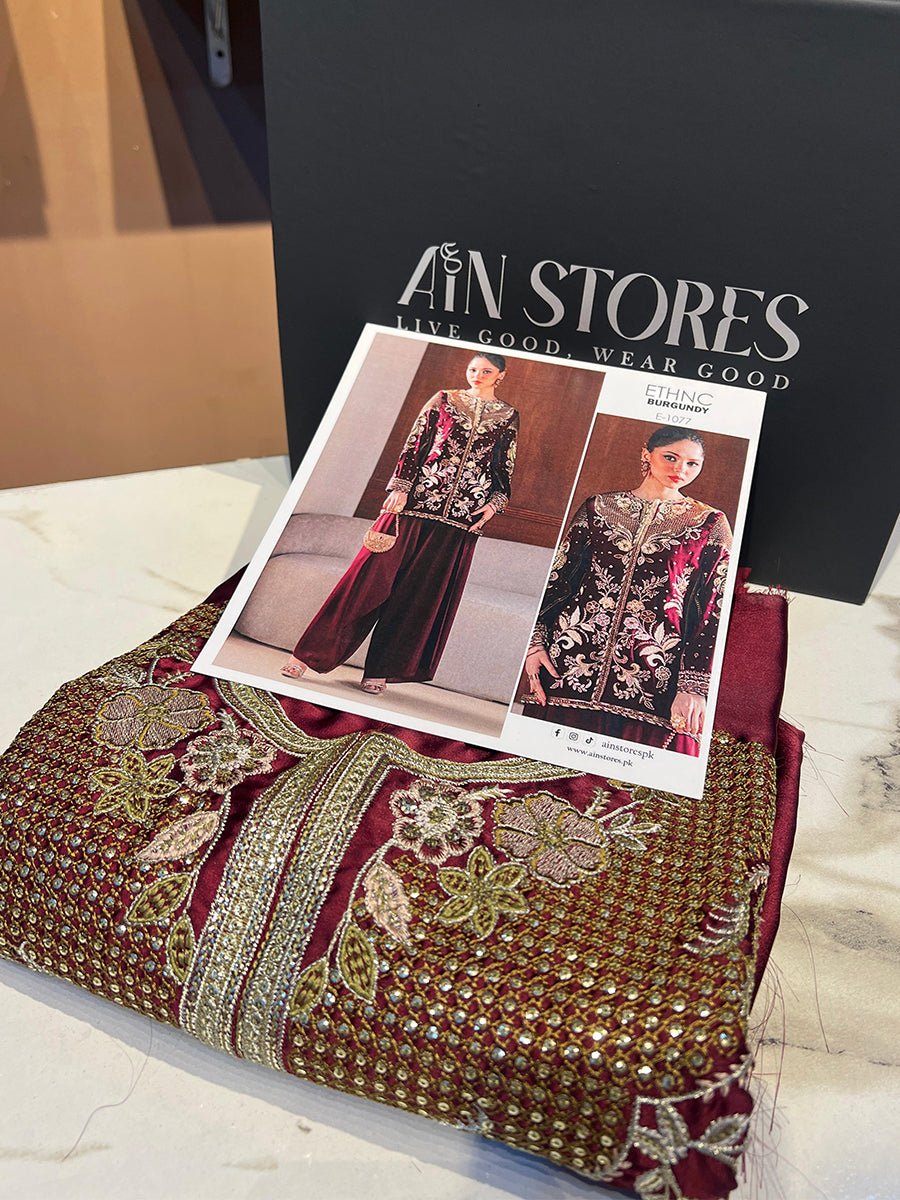Ethnc Burgundy E-1077 Shamoz Silk - Ain Stores